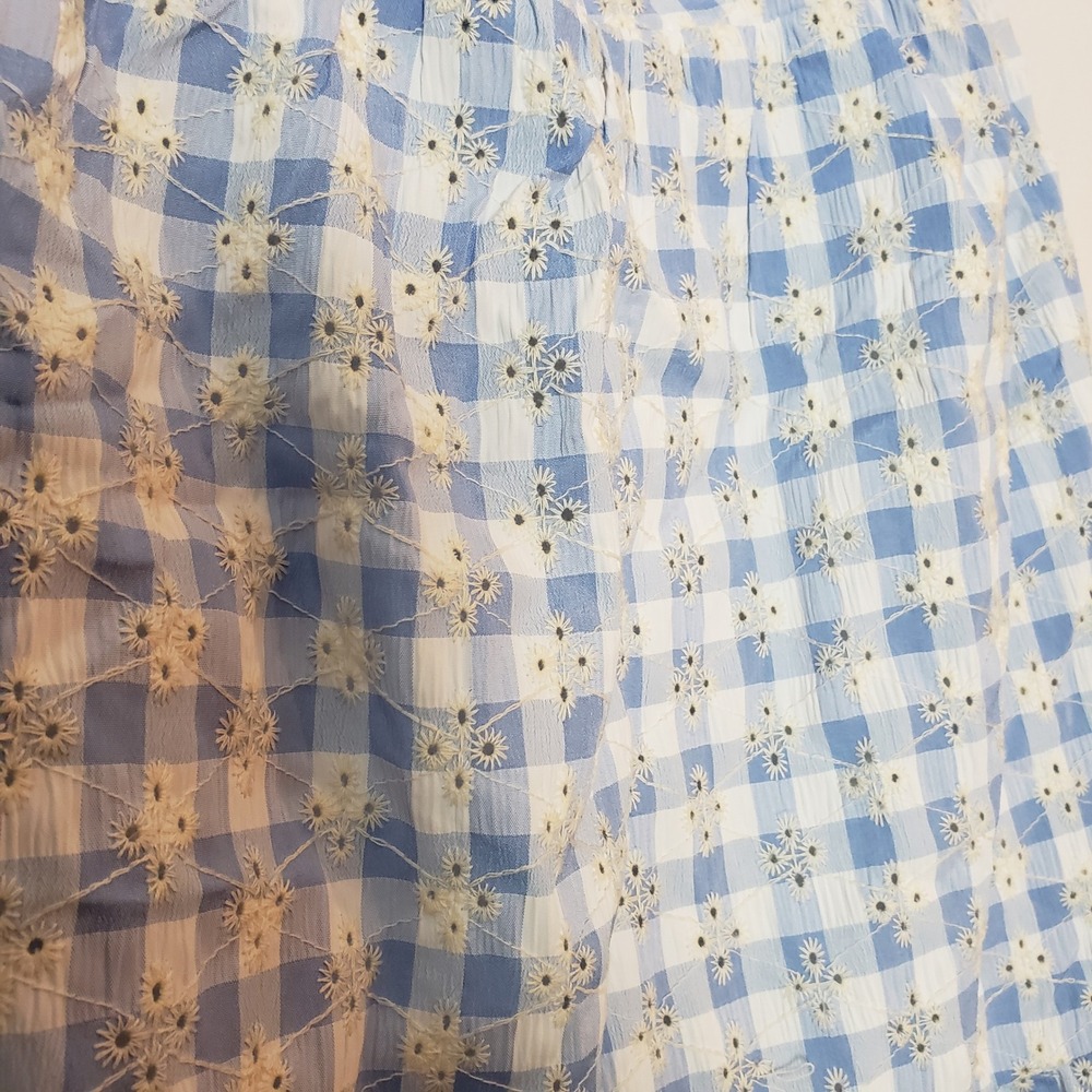 Lost + Wander Blue Gingham Daisy Eyelet Tiered Maxi Dress Size L - Picture 2 of 7